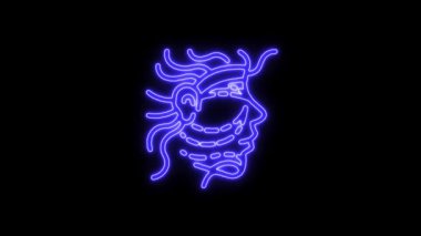 Siyah arkaplanda parlayan neon maskeli 4K Video.