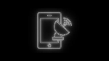 Arka planda parlayan neon telefon internet bağlantısı simgesi. 4k video