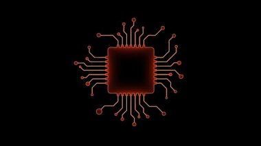 Devre levhası neon çizgileri şeklinde. Soyut mikro şema arkaplanı. Mikro Çip Hattı Simgesi. İşlemci Düz Tasarımı.