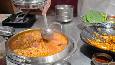 Lezzetli Asya mutfağının yakın görüntüsü 