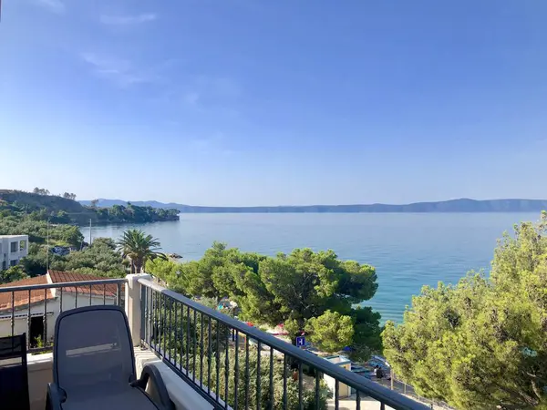 Otelden Adriyatik Denizi 'ne ve adalara kadar. Yüksek kalite fotoğraf