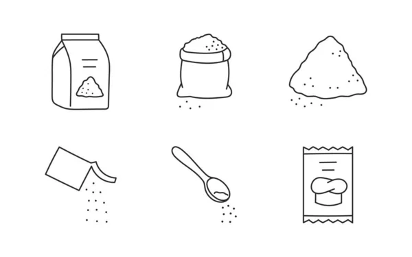 Αλεύρι Doodle Εικονογράφηση Συμπεριλαμβανομένων Εικόνων Σακί Ζάχαρη Φακελάκι Μαγιά Σκόνη — Διανυσματικό Αρχείο