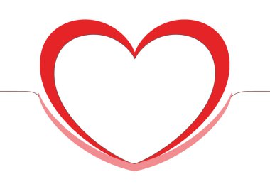 Love Heart Sembol Clipart. Pembe çizgili kırmızı kalp. Vektör illüstrasyon tasarımı.