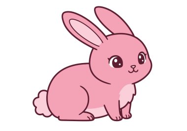 Pembe Tavşan Kesme Sanatı. Kocaman gözleri ve tatlı bir gülümsemesi olan sevimli pembe bir tavşan. Vektör illüstrasyon tasarımı.