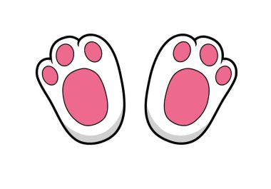 Tavşan Ayaklı Clipart. Pembe pedli ve beyaz kürklü şirin bir tavşan ayağının vektör çizimi..