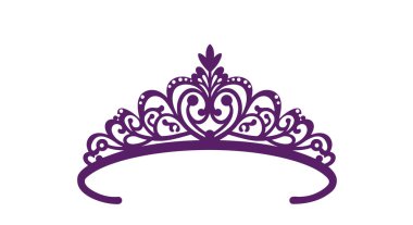 Clip Art Princess Tiara. Purple ornate tiara with intricate swirls and heart design. Vector illustration design. clipart