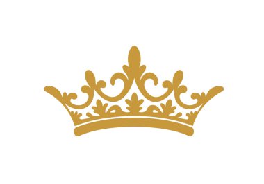 Altın Taç Basit Clipart. Bu resim süslü detaylarla süslenmiş altın bir taç gösteriyor. Vektör illüstrasyon tasarımı.