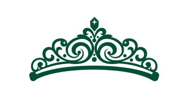 Basit Tiara Klip Sanatı. Kıvrımlı ve yıldızlı zarif bir taç. Vektör illüstrasyon tasarımı.