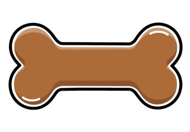 Klip sanatı köpek kemiği. Siyah çizgili ve beyaz röfleli kahverengi köpek kemiği. Çizim tasarımı.