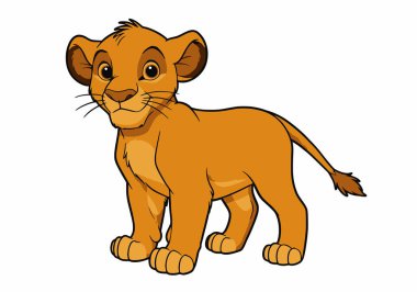 Simba 'ya tırman. Bu resim Aslan Kral 'dan Simba adında genç bir aslan yavrusunu gösteriyor. Çizim tasarımı.