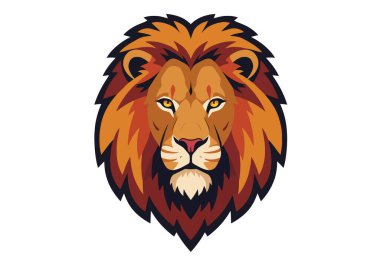 Lion Clipart kafası. Görkemli yelesi olan ayrıntılı ve renkli bir aslan başı çizimi. Çizim tasarımı.