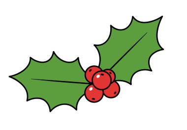 Clip art Holly yaprağı. Bu resim kırmızı dutlu kutsal bir yaprak gösteriyor. Çizim tasarımı.
