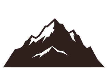 Mountain top clip art. This image shows a stylized, black and white vector illustration of a mountain with sharp peaks and jagged edges. Illustration design. clipart