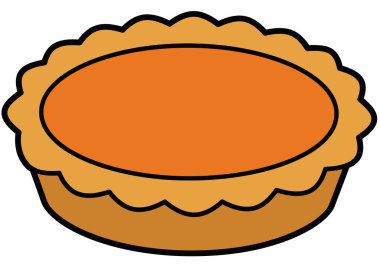 Şükran Günü turtası. Bu resim karikatür tarzı kabak turtası, istiridye kabuğu ve turuncu dolgu. Çizim tasarımı.