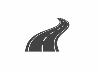 Virajlı yol zirvesi. Bu resim, merkezinde kesik çizgiler ve kenarlarında katı çizgiler olan dolambaçlı bir yolu gösteriyor. Çizim tasarımı.