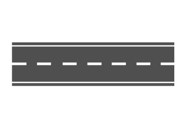 Yatay yol zirvesi. Bu resim, merkezinde kesik beyaz çizgiler ve kenarlarında katı beyaz çizgiler olan basit bir yolu gösteriyor. Çizim tasarımı.