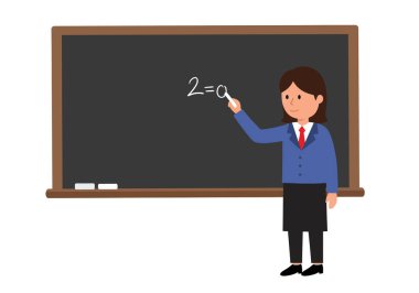 Öğretmen karatahta tırmanışı. Bir öğretmen tahtaya 20 tane yazıyor. Çizim tasarımı.
