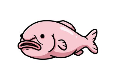 Balon balığı tırpanı. Komik bir ifadesi ve basit bir tasarımı olan pembe balon balığı. Çizim tasarımı.
