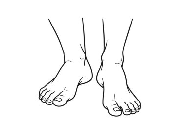 Siyah ve Beyaz Çıplak Ayaklı Clipart. Bu resim, siyah beyaz çizgili bir çift çıplak ayağı gösteriyor. Çizim tasarımı.