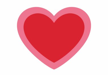 Pembe ve kırmızı kalp klipsleri. Bu resim pembe kenarlı kırmızı bir kalbi gösteriyor. Aşkı, sıcaklığı ve cazibeyi simgeliyor. Çizim tasarımı.