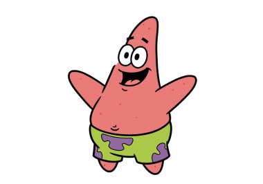 Patrick Star klip sanatı. Patrick Star, Sünger Bob Kare Pantolon dizisindeki pembe deniz yıldızı karakteridir. Çizim tasarımı.