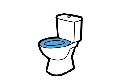 Tuvalet kâğıdı sanatı. Bu resim mavi kapaklı beyaz bir tuvalet gösteriyor. Çizim tasarımı.