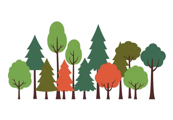 Clipart forest trees. Various trees in different colors and shapes. Illustration design.