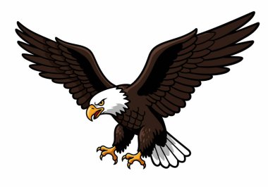 Kartal Clipart vektör çizimi. Bu resim, vahşi ve görkemli doğasını sergileyen, kanatları açık bir kartalın ayrıntılı bir vektör çizimini gösteriyor. Çizim tasarımı.