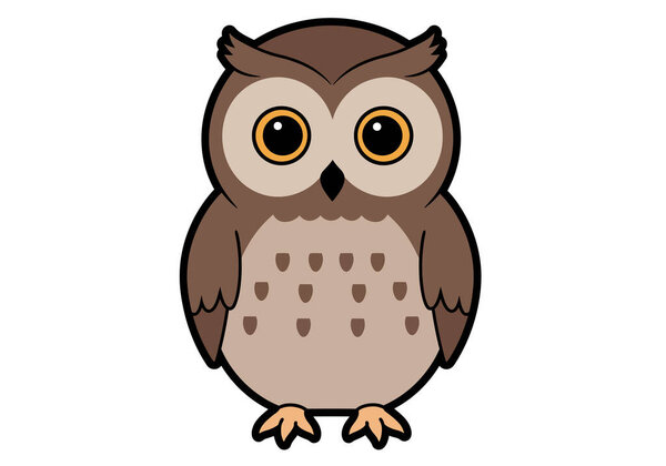 Clipart Diseño Ilustración Búho Búho Marrón Con Ojos Grandes Plumas — Foto de Stock