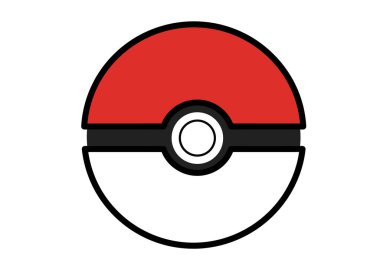 Pokemon topu klipsi sanatı. Bu görüntüde Pokmon serisinin merkezi bir parçası olan Pokeball, Pokmon yakalamak ve depolamak için kullanılır. Çizim tasarımı. 