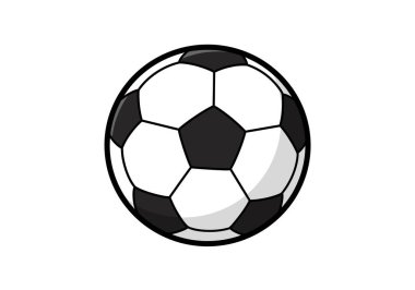 Futbol topu sanat klipsi. Bu resim altıgen desenli ve beşgen desenli siyah beyaz bir futbol topunu gösteriyor, klasik bir tasarım sergiliyor. Çizim tasarımı.