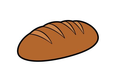 Somun ekmek klipsi. Bu resim üzerinde beş çapraz kesiği olan kahverengi bir ekmek somununu gösteriyor. Çizim tasarımı.