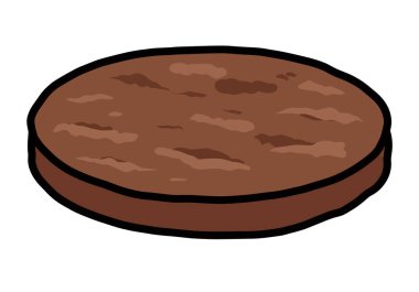 Hamburger köftesi Clipart. Kahverengi, yuvarlak, desenli yüzey. Çizim tasarımı.