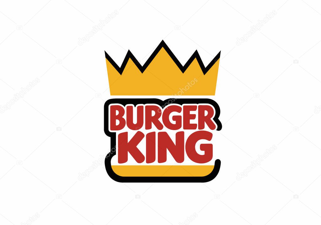 Burger King clip art. This image shows the Burger King logo with a crown on top and bold red letters. Illustration design.
