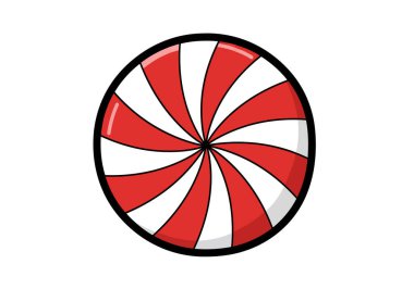 Klip sanatı naneli. Kırmızı ve beyaz kıvrımlı şeker ve parlak bir son. Çizim tasarımı.