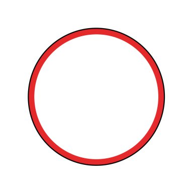 Kırmızıda Clip Art Circle. Bu resim beyaz arka planda siyah çizgili kırmızı bir daire gösteriyor, basitlik ve cüreti vurguluyor. Çizim tasarımı.