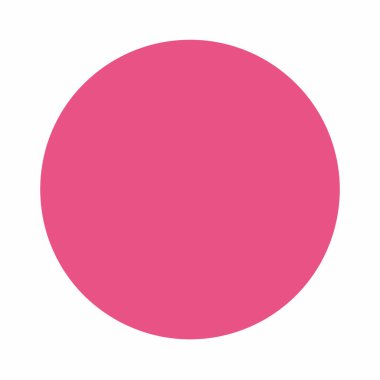 Pembe daire klipsi. Bu resim, minimalizmi ve canlılığı vurgulayan beyaz bir arkaplanda pembe bir çember çiziyor. Çizim tasarımı.