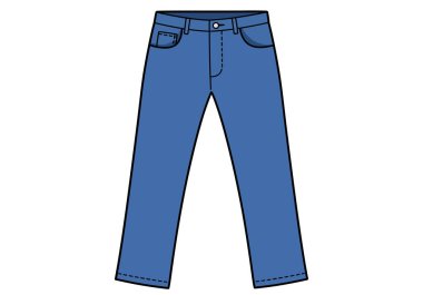 Jean clipart. Bu resim cebi ve dikişleri olan bir kot pantolon gösteriyor. Çizim tasarımı.