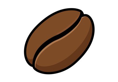 Kahve Fasulyesi Clipart. Bu resim, siyah çizgili ve merkezi bir oyuğu olan tek bir büyük, kahverengi kahve çekirdeğini gösteriyor. Çizim tasarımı.