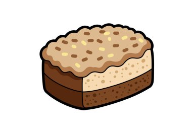 Kahveli Kek Clipart. Bu resim, parçacıklı ve kahverenginin farklı tonlarında olan katmanlı bir kahve kekini gösteriyor. Çizim tasarımı.