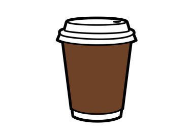 Kağıt kahve kupası Clipart. Bu resim beyaz kapaklı kahverengi bir kahve fincanını gösteriyor, kahve alma deneyimi için mükemmel. Çizim tasarımı.