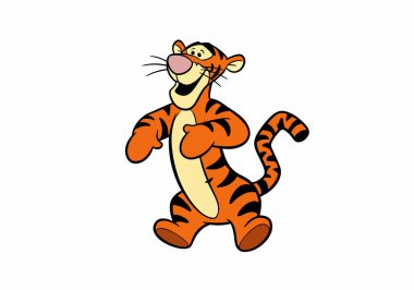 Tigger klip sanatı. Tigger neşeli bir ifadeyle neşeli bir pozla tasvir edilir. Çizim tasarımı.