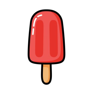 Clipart Ice Lolipop. Tahta çubuklu kırmızı buzlu şeker ve canlı, neşeli bir tasarım. Yaz ziyafetleri için mükemmel. Çizim tasarımı.