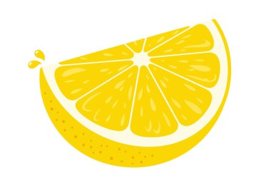 Limon tokası sanatı. Parlak sarı limon dilimi, görünür segmentler ve tohumlar, meyve suyu sıçramalarını gösteriyor. Çizim tasarımı.