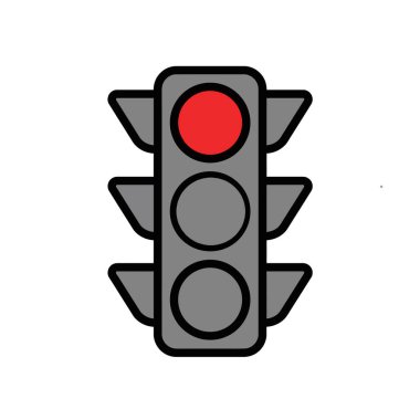 Kırmızı ışık klipsi sanatı. Bu görüntü kırmızı ışıkta geçen bir trafik ışığını gösteriyor. Bu da araçların durması gerektiğini gösteriyor. Çizim tasarımı.