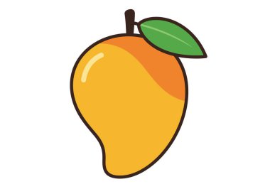 Mango 'nun tırmanış resmi. Bu resim yeşil yapraklı ve saplı bir mango gösteriyor. Çizim tasarımı.