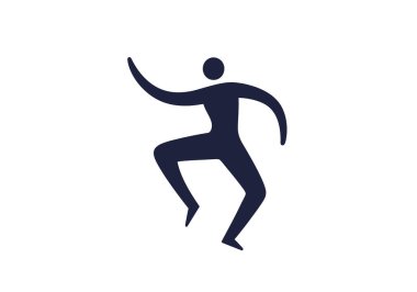 Dans logosu çok kolay. Düzgün çizgileri ve minimalist tasarımı olan dans pozisyonunda stilize bir figür. Çizim tasarımı.