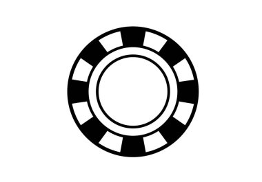 Poker fiş klipsi sanatı. Bu resim dairesel dizaynlı ve bölümlü desenli siyah beyaz poker çipini gösteriyor. Resim sanat tasarımı.