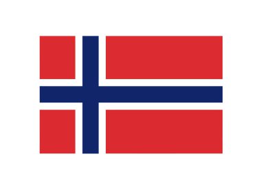 Norveç bayrak klipsi sanatı. Görüntü Norveç bayrağını kırmızı zemin ve mavi haçla beyaza çizilmiş olarak gösteriyor. Resim sanat tasarımı.