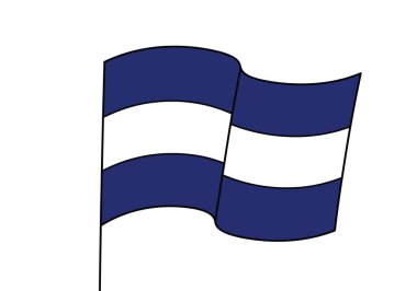 Bayrak sallama sanatı. Bu resim dalgalı bir hareketle alternatif mavi ve beyaz yatay çizgileri olan bir bayrak gösteriyor. Resim sanat tasarımı.